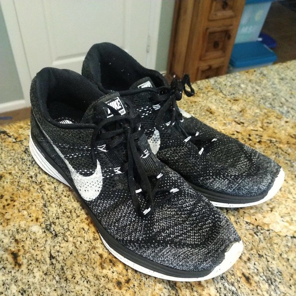Nike Mens Flyknit Lunar III 698181-010 Black Oreo Running Shoes Sneakers Size 14 - Picture 2 of 12